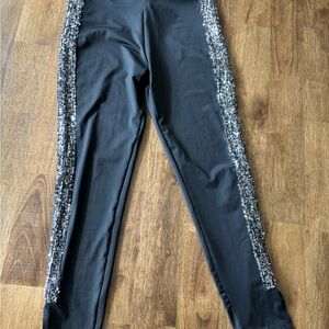 Worn once- SHEIN Black Leggings with Silver Sequin Detail